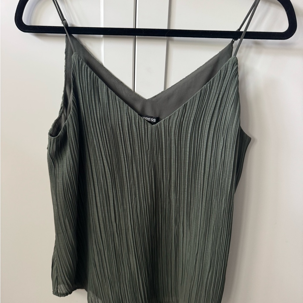 Express Women's Green Pleated Camisole